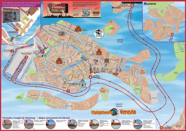 Plan du Hop On Hop Off bus tours de Venice