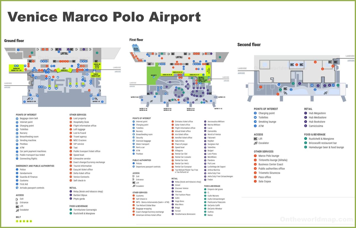 Plan des terminaux aéroport de Venice